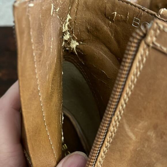 BCBGeneration Tan Leather Western Peeptoe Heels 4" Size 9 - Picture 8 of 8